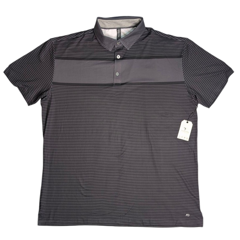 Anderson Ord Sandbar Polo Shirt Mens XL Golf Dark Gray/Black Striped w/ Tag